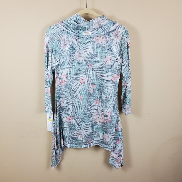 Kensie Tropical Print Cowl Neck Top Women's Size M - Picture 8 of 12